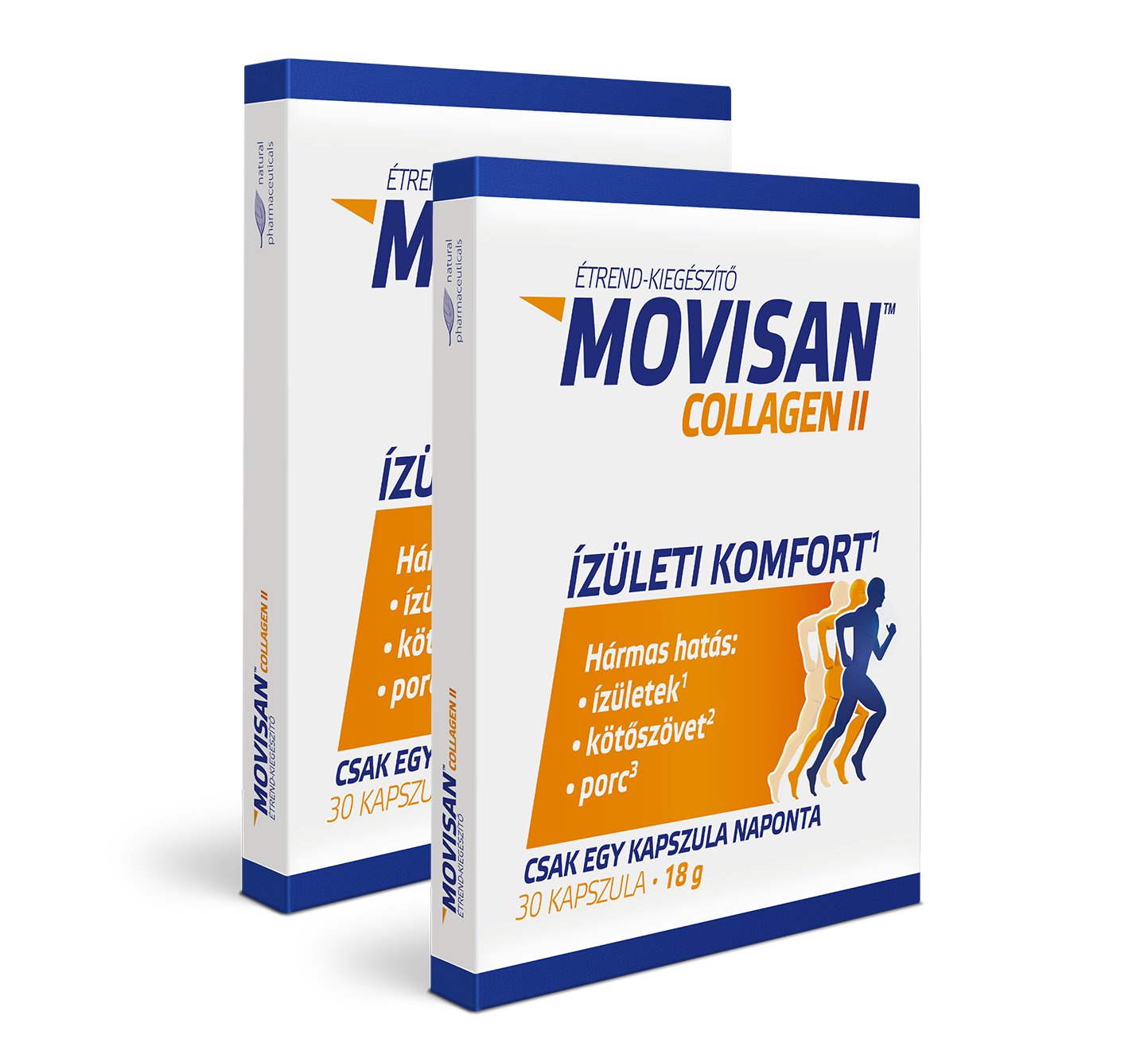 Natural Pharmaceuticals Movisan™ Collagen II Két csomag Movisan™ Collagen II étrend-kiegészítő. A csomagok állítása szerint hármas hatást fejt ki az ízületekre, a kötőszövetre és a porcokra. Mindegyik doboz 30 kapszulát tartalmaz.